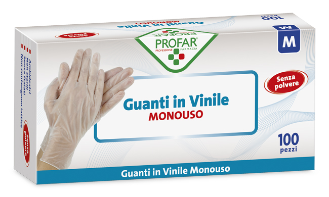 PROFAR GUANTO IN VINILE SENZA POLVERE M 100 PEZZI - FarmaLucia