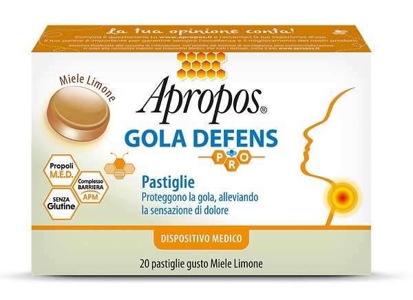 APROPOS GOLA DEFENS PRO 20 PASTIGLIE MIELE LIMONE - FarmaLucia