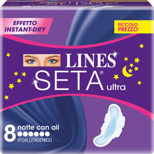 LINES SETA ULTRA ASSORBENTI DA NOTTE 8 PEZZI - FarmaLucia
