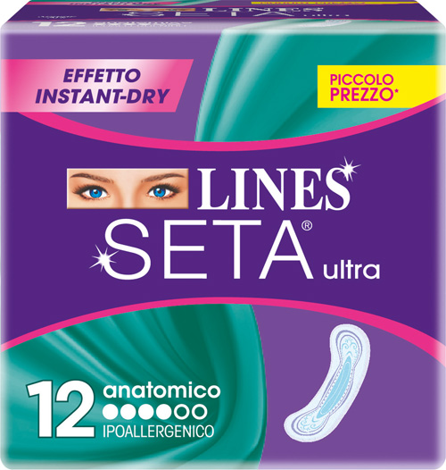 LINES SETA ULTRA ASSORBENTI ANATOMICI 12 PEZZI - FarmaLucia