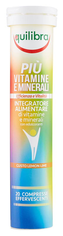 PIU' VITAMINE E MINERALI GUSTO LEMON LIME 20 COMPRESSE EFFERFESCENTI - FarmaLucia