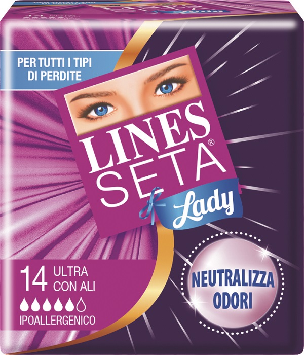 ASSORBENTE LINES SETA ULTRA LADY CON ALI 14 PEZZI - FarmaLucia