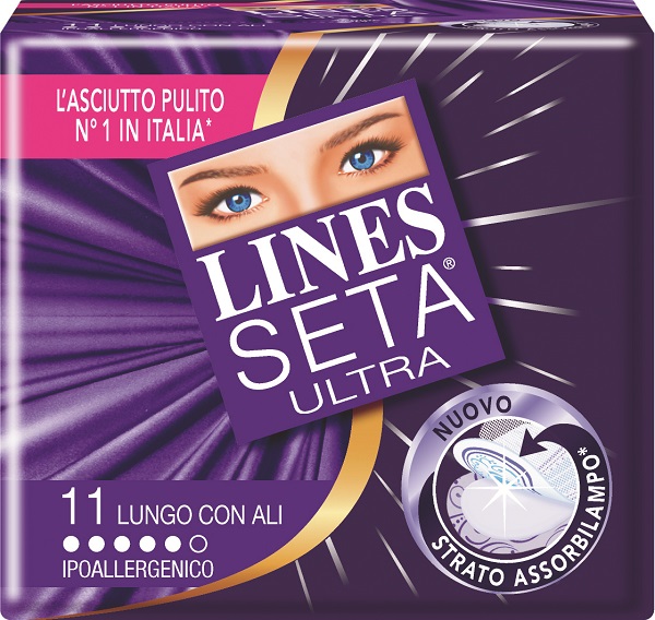 ASSORBENTE LINES SETA ULTRA LUNGO CON ALI 11 PEZZI - FarmaLucia