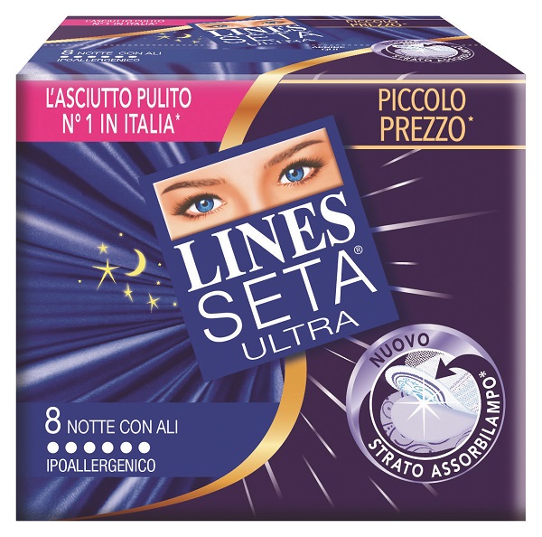 LINES SETA ULTRA ASSORBENTI CON ALI NOTTE 10 PEZZI - FarmaLucia