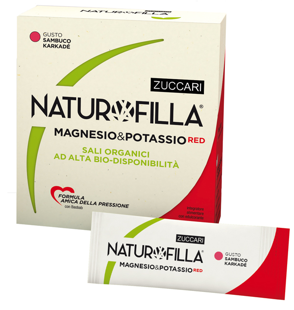NATUROFILLA MAGNESIO & POTASSIO RED GUSTO SAMBUCO-KARKADE' 14 STICK PACK - FarmaLucia