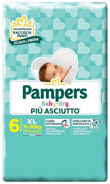 PAMPERS BABY DRY DWCT XL 14 PEZZI - FarmaLucia