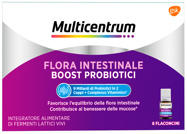 MULTICENTRUM FLORA INTESTINALE BOOST PROBIOTICI 8 FLACONCINI - FarmaLucia