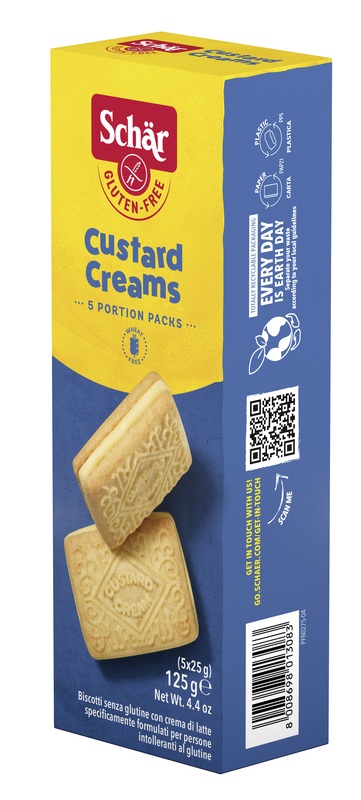 SCHAR CUSTARD CREAM BISCOTTI CON CREMA DI LATTE 5 MONOPORZIONI DA 25 G - FarmaLucia