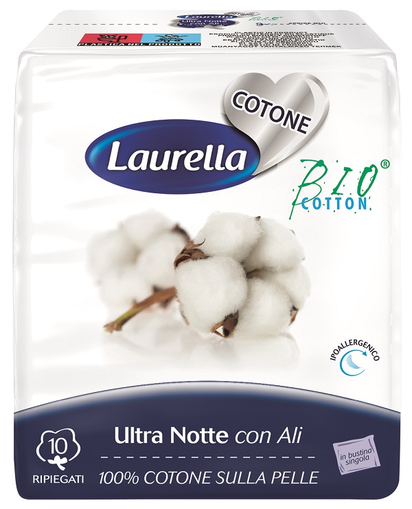 ASSORBENTE LAURELLA PER DONNA IN COTONE ULTRA ALI NOTTE 10 PEZZI - FarmaLucia