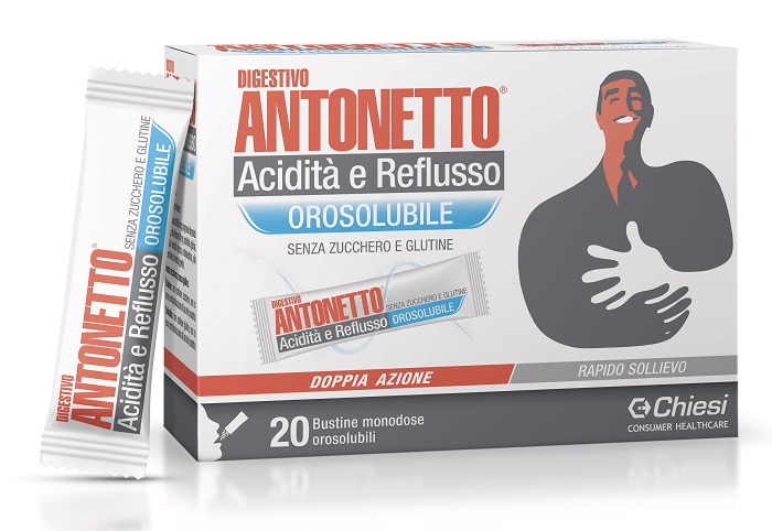 DIGESTIVO ANTONETTO ACIDITA' E REFLUSSO OROSOLUBILE 20 BUSTINE - FarmaLucia