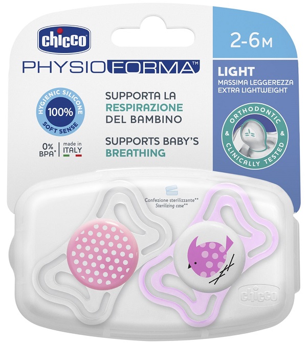 CHICCO SUCCHIETTO LIGHT GIRL SILICONE 2-6 MESI 2 PEZZI - FarmaLucia