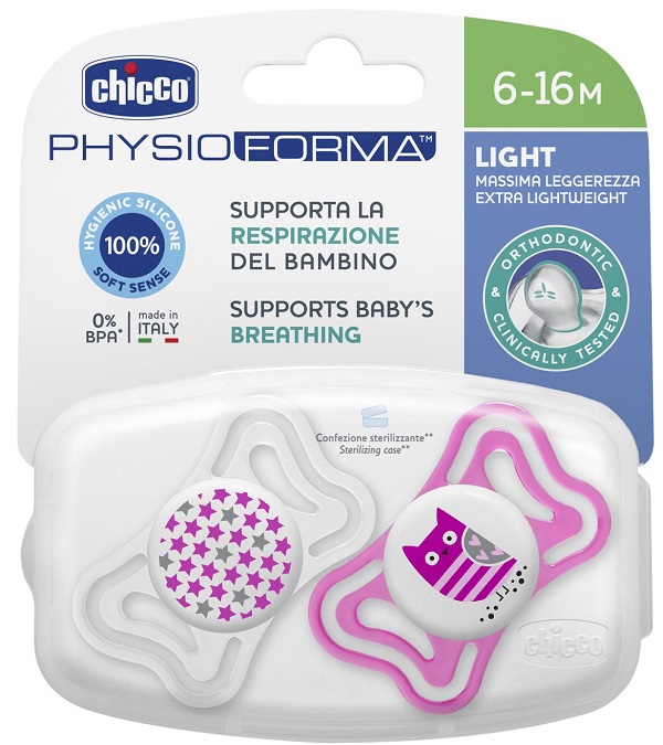 CHICCO SUCCHIETTO LIGHT GIRL SILICONE 6-16 MESI 2 PEZZI - FarmaLucia