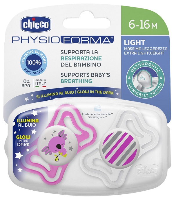 CHICCO SUCCHIETTO LIGHT LUMINOSO SILICONE 6-16 MESI 2 PEZZI - FarmaLucia