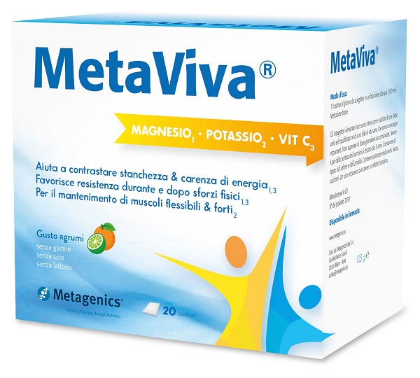 METAVIVA MAGNESIO POTASSIO VITAMINA C 20 BUSTINE - FarmaLucia