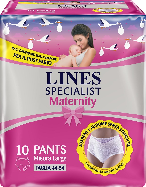 LINES SPECIALIST MATERNITY MUTANDINA ASSORBENTE PER PERDITE POST PARTO MISURA LARGE 10 PEZZI - FarmaLucia