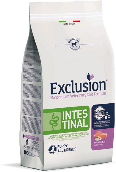 EXCLUSION MONOPROTEIN VETERINARY DIET FORMULA DOG INTESTINAL PUPPY PORK AND RICE ALL BREEDS 2 KG DRY - FarmaLucia