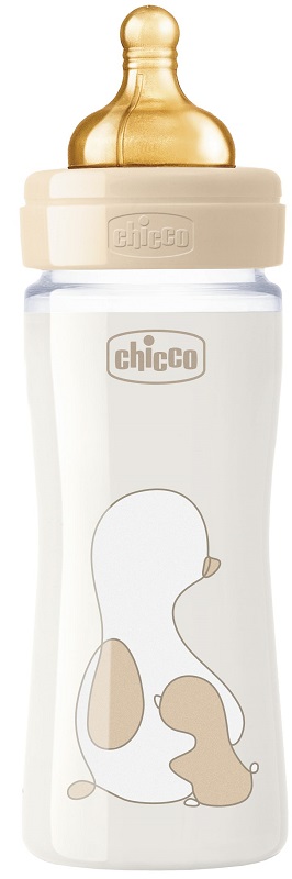 CHICCO BIBERON ORIGINAL 240ML VETRO 1 FORO 1 FORO UNISEX CON TETTARELLA IN CAUCCIU' - FarmaLucia