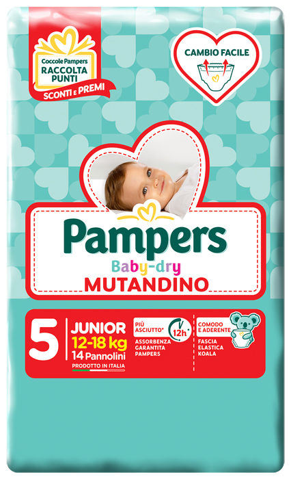 PANNOLINO A MUTANDINA PAMPERS BABY DRY JUNIOR SMALL PACK 14 PEZZI - FarmaLucia