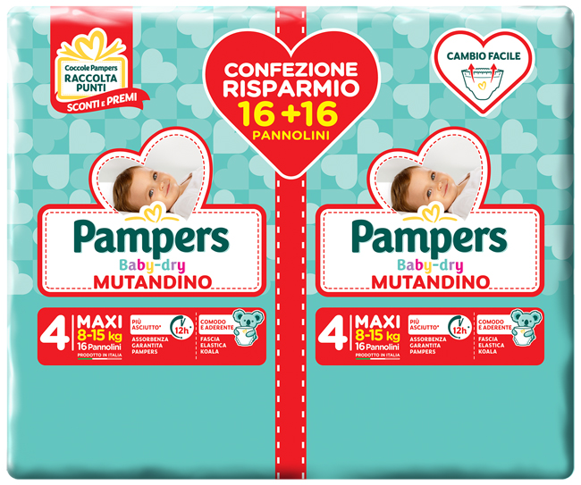 PAMPERS BABY DRY PANNOLINO A MUTANDINA DUO DOWNCOUNT MAXI 32 PEZZI - FarmaLucia
