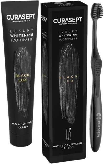CURASEPT BLACK LUXURY WHITENING DENTIFRICIO 75 ML + SPAZZOLINO - FarmaLucia