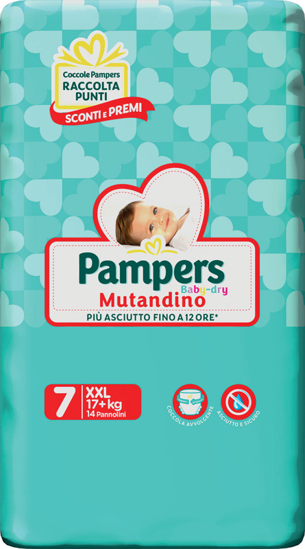 PAMPERS BABY DRY PANNOLINI A MUTANDINA TAGLIA XXL 14 PEZZI - FarmaLucia