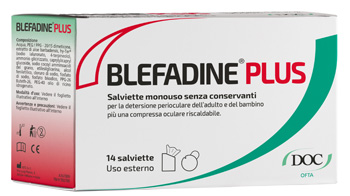 BLEFADINE PLUS 14 SALVIETTE PER DETERSIONE PERIOCULARE + 1 COMPRESSA RISCALDABILE - FarmaLucia