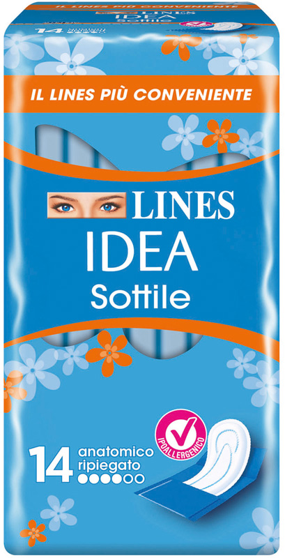LINES IDEA ASSORBENTE SOTTILE RIPIEGATO ANATOMICO 14 PEZZI - FarmaLucia