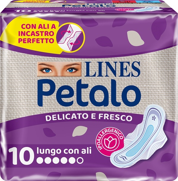 LINES PETALO BLU ASSORBENTE LUNGO CON ALI 10 PEZZI - FarmaLucia