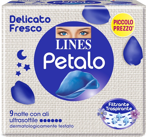 LINES PETALO BLU ASSORBENTE NOTTE 9 PEZZI - FarmaLucia