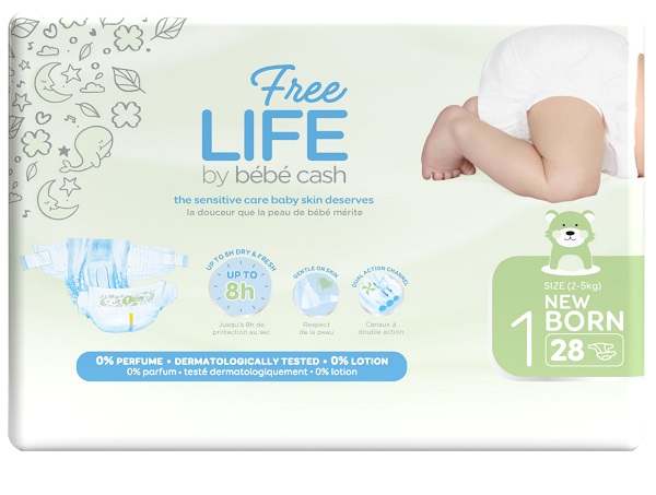 FREELIFE BY BEBECASH PANNOLINI NEW BORN TAGLIA 1 2-4 KG GIROVITA 30-41 CM 28 PEZZI - FarmaLucia