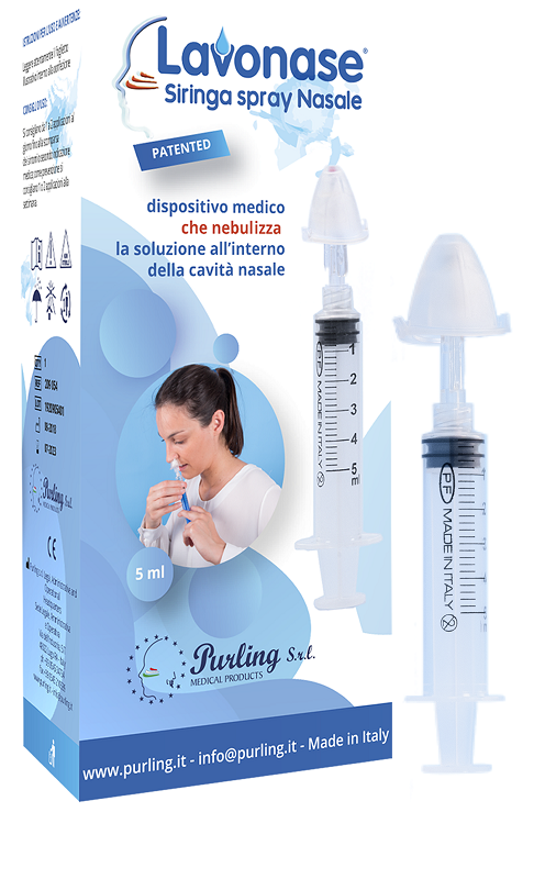 LAVONASE SIRINGA SPRAY NASALE NON STERILE 5 ML LUER-LOCK CON CAPPUCCIO + UGELLO NASALE CON RACCORDO LUER-LOCK + PERFORATORE CON VALVOLA NON RITORNO CON TAPPO - FarmaLucia