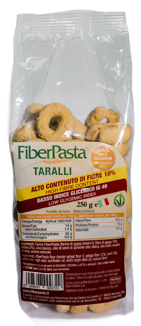 FIBERPASTA TARALLI BASSO INDICE GLICEMICO 250 G - FarmaLucia