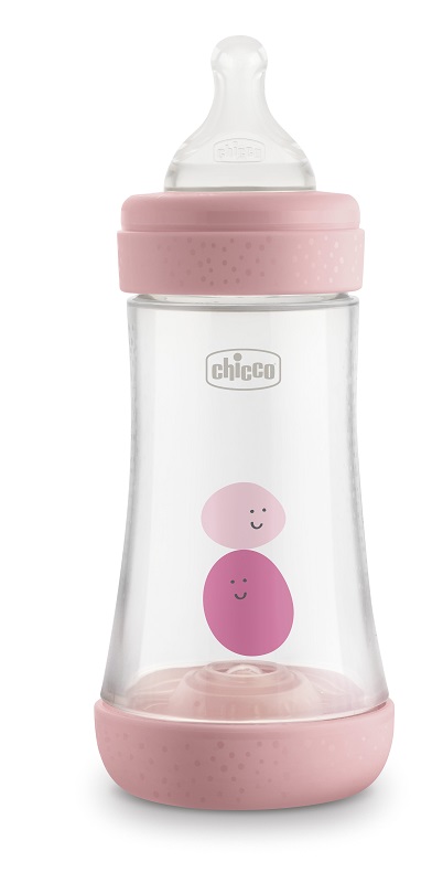 CHICCO BIBERON PERFECT 5 GIRL 240 ML IN SILICONE 2 FORI - FarmaLucia