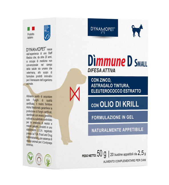 DIMMUNE D SMALL CANI 20 BUSTINE APPETIBILI DA 2,5 G - FarmaLucia