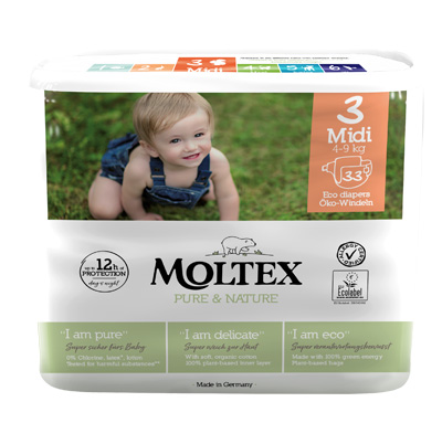 PANNOLINI MOLTEX PURE & NATURE MIDI 4-9 KG TAGLIA 3 33 PEZZI - FarmaLucia