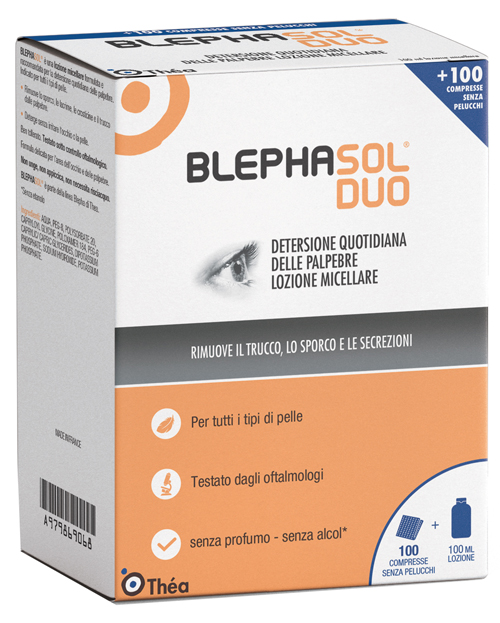 BLEPHASOL DUO SOLUZIONE MICELLARE IGIENE PALPEBRALE 100 ML + 100 GARZE - FarmaLucia