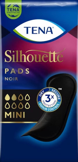 ASSORBENTE NERO INCONTINENZA LEGGERA TENA SILHOUETTE NOIR MINI 18 PEZZI - FarmaLucia
