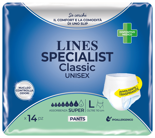 PANNOLONE A MUTANDA LINES SPECIALIST CLASSIC PANTS SUPER L 14 PEZZI - FarmaLucia