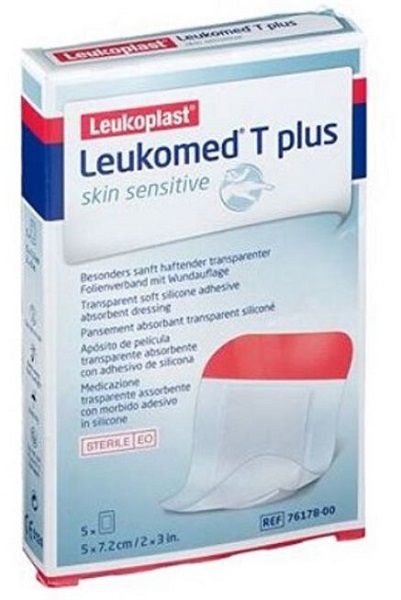 LEUKOMED T PLUS SKIN SENSITIVE MEDICAZIONE POST-OPERATORIA TRASPARENTE IMPERMEABILE CON MASSA ADESIVA AL SILICONE 5X7,2CM 5 PEZZI - FarmaLucia