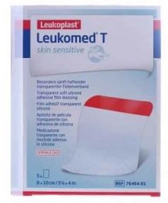 LEUKOMED T PLUS SKIN SENSITIVE MEDICAZIONE POST-OPERATORIA TRASPARENTE MPERMEABILE CON MASSA ADESIVA AL SILICONE 8X10CM 5 PEZZI - FarmaLucia
