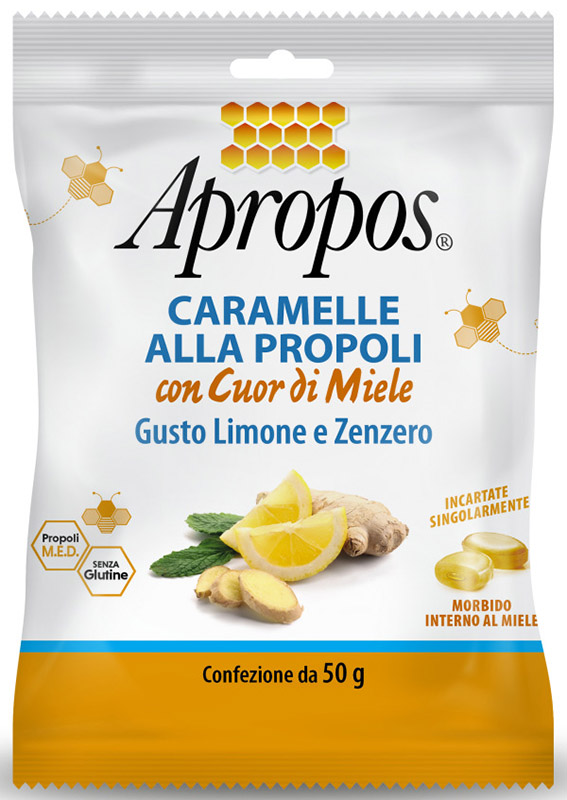 APROPOS CARAMELLE DURE LIMONE/ZENZERO CUOR DI MIELE 50 G - FarmaLucia