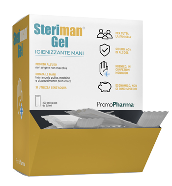 STERIMAN GEL 70 IGIENIZZANTE MANI 200 STICK DA 2,8 ML - FarmaLucia