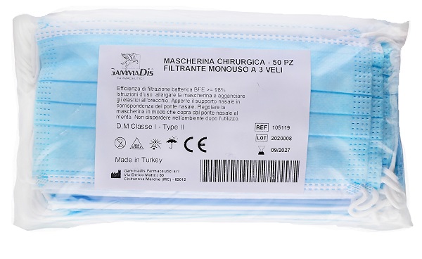 MASCHERINA CHIRURGICA 50 PEZZI GAMMADIS - FarmaLucia