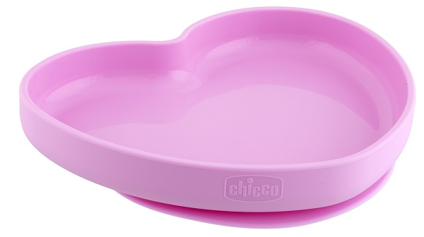 CHICCO PIATTO CUORE VENTOSA SILICONE ROSA - FarmaLucia