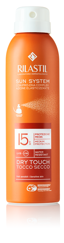 RILASTIL SUN SYSTEM DRY DRY TOUCH SPF 15 PROTEZIONE MEDIA WATER RESISTANT 200 ML - FarmaLucia