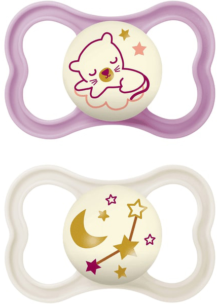 MAM AIR NIGHT SUCCHIETTO 16+ MESI SILICONE FEMMINA 2 PEZZI - FarmaLucia