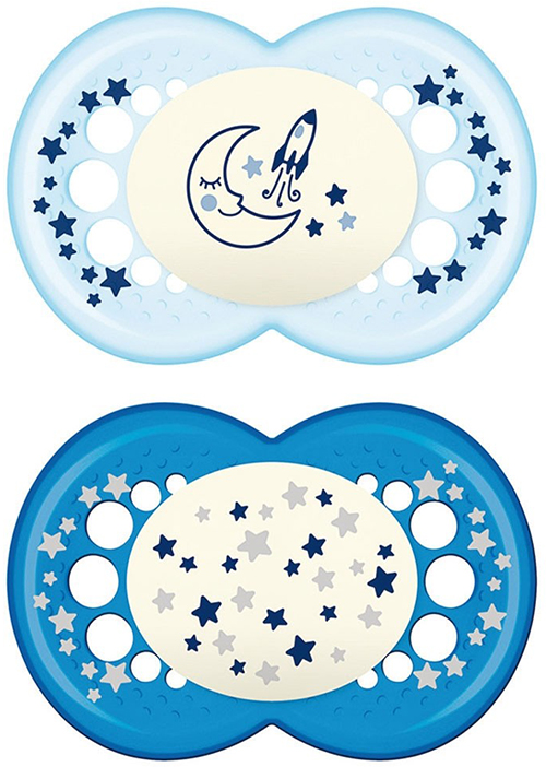 MAM SUCCHIETTO ORIGINAL NIGHT 6+ MESI SILICONE MASCHIO 2 PEZZI - FarmaLucia