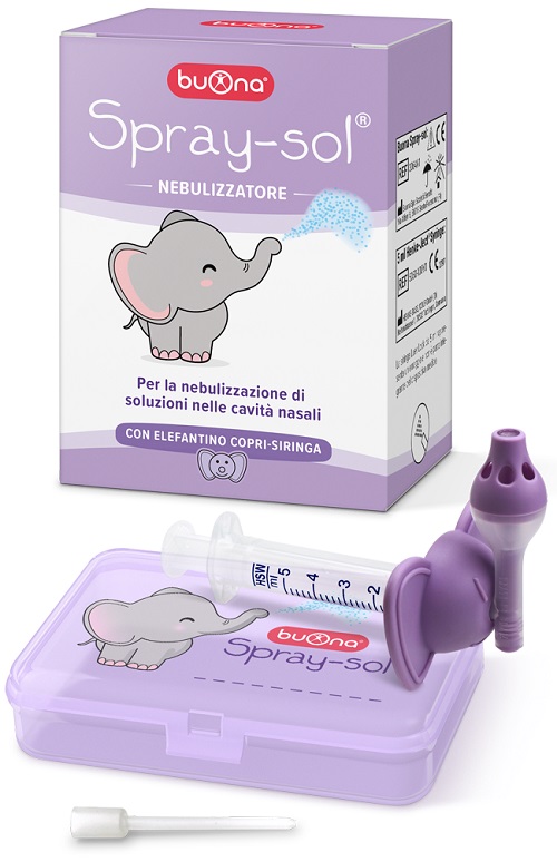 BUONA SPRAY-SOL NEBULIZZATORE SPRAY SOL + AGO CANNULA + SIRINGA LUER LOCK DA 5 ML + ELEFANTINO COPRI-SIRINGA + CONTENITORE - FarmaLucia