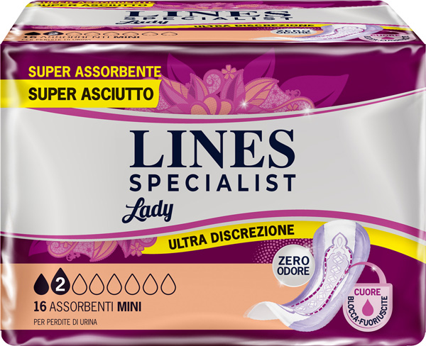 ASSORBENTI PER INCONTINENZA LINES SPECIALIST LADY MINI 16 PEZZI - FarmaLucia