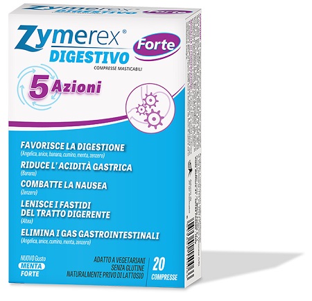 ZYMEREX DIGESTIVO FORTE 5 AZIONI 20 COMPRESSE MASTICABILI - FarmaLucia